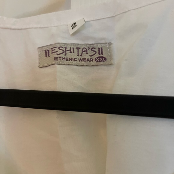 White Circular Pointelle Blouse from India - Picture 4 of 6